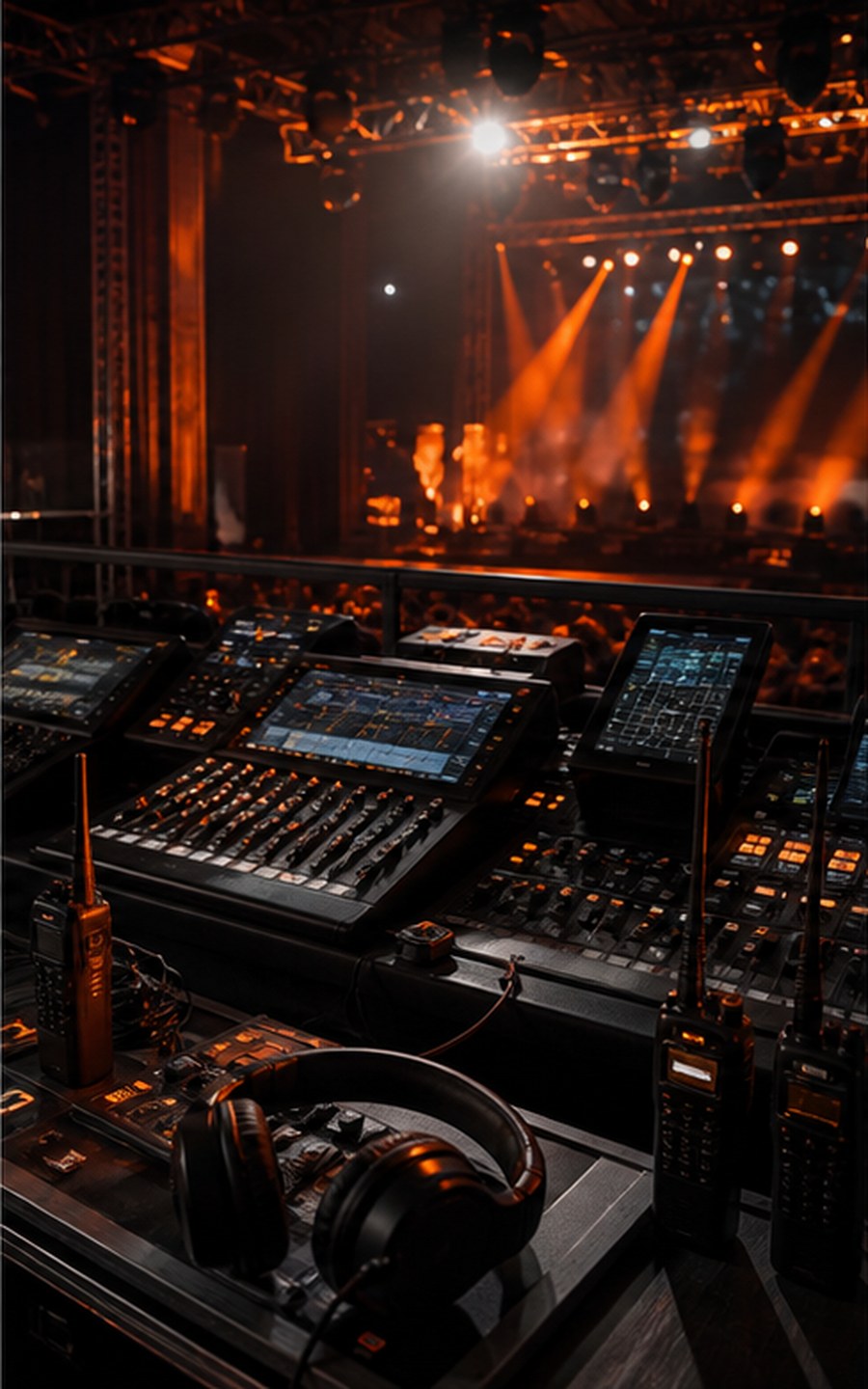 Régie live Bloom — console son, lumière et coordination technique pendant l'événement